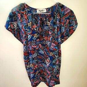 HAPTICS BY HOLLY HARPER  NWOT M Womens Blouse 4th Of JULY FIREWORKS